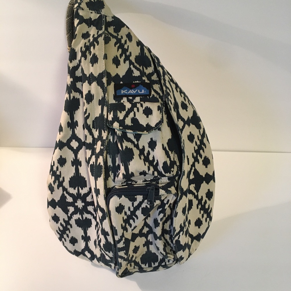 KAVU Rope Bag Sling Pack Blue Ikat Batik
